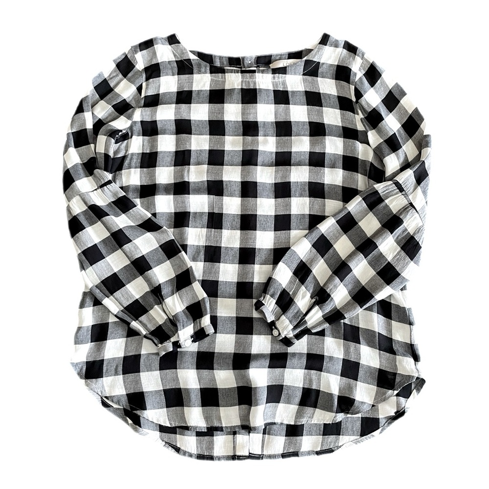 LOFT Gingham Plaid Blouse